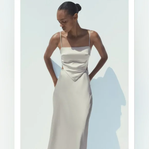 Zara Satin Cowl Neck Dress - Picture 6 of 10